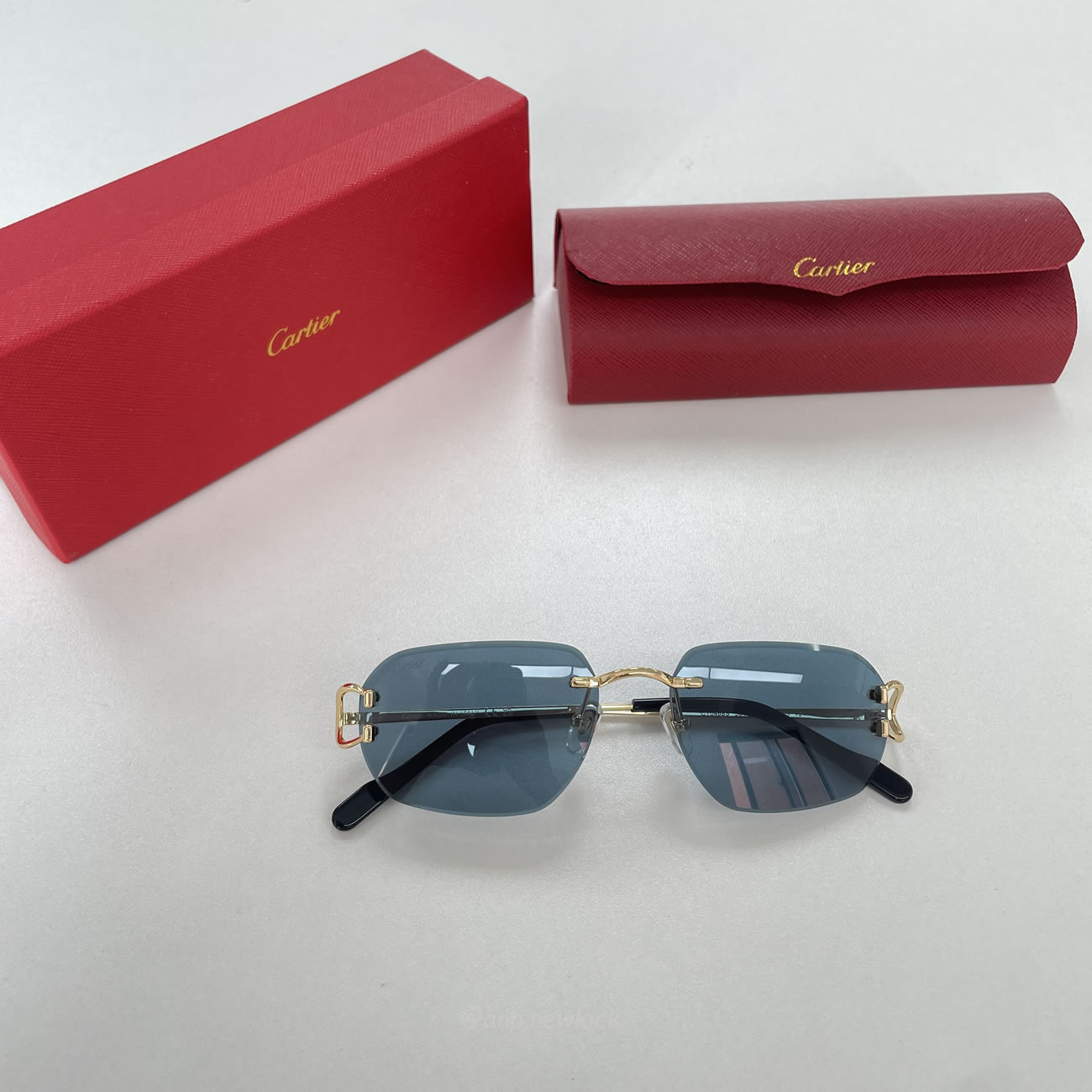 Cartier Eyewear Rimless Rectangle Frame Sunglasses (3) - newkick.vip